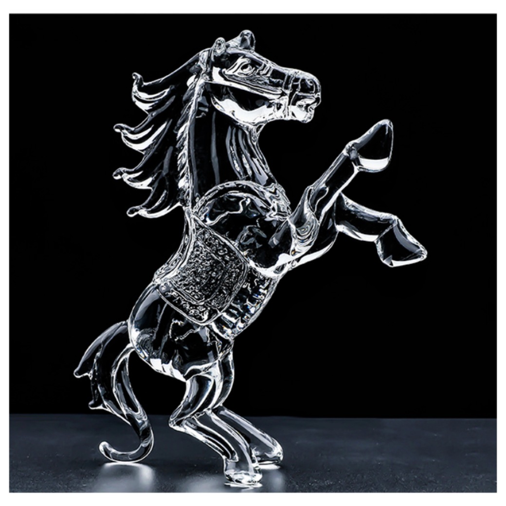 浦江水晶马动物摆件开业典礼办公室桌面装饰轻奢工艺品小礼物