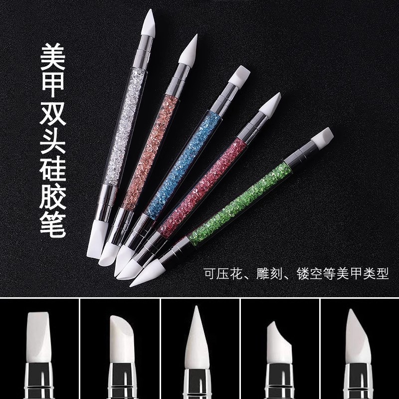 225 gem silicone pen 5 pcs double-headed embossing pen sticker carved blooming magic mirror painting manicure implement
