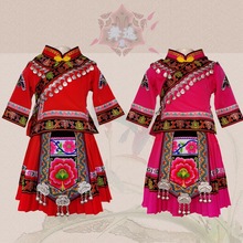 新款彝族女童裙子套装 亲子绣花女孩服装 彝族火把节生活民族服饰