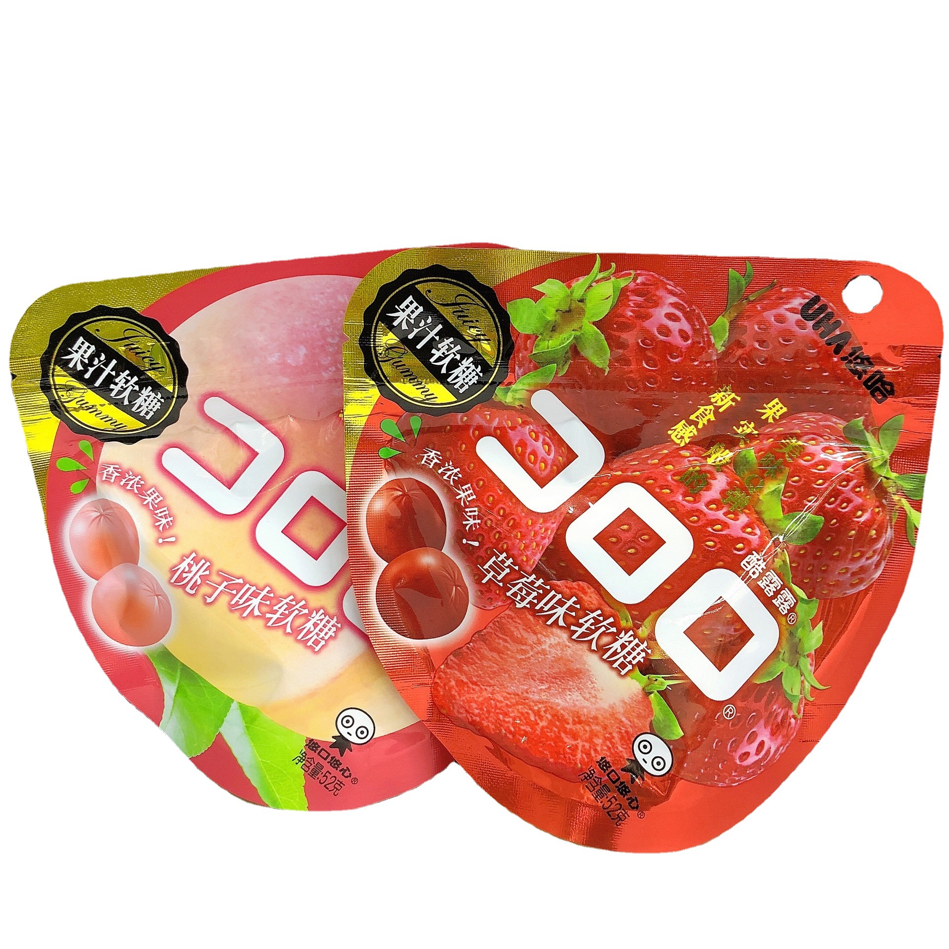 悠哈酷露露52g*6包/组袋装6种口味混合胶型凝胶果汁软糖型糖果