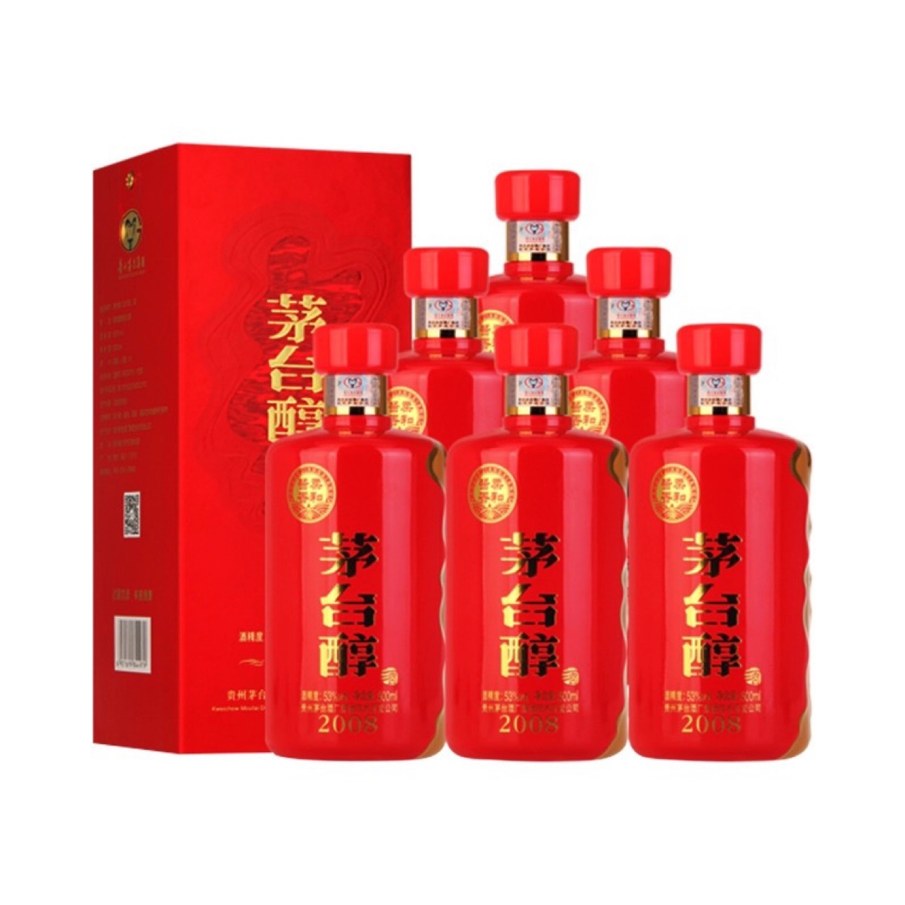 茅台醇53度500ml*6瓶装柔和酱香型白酒茅台醇2008整箱装