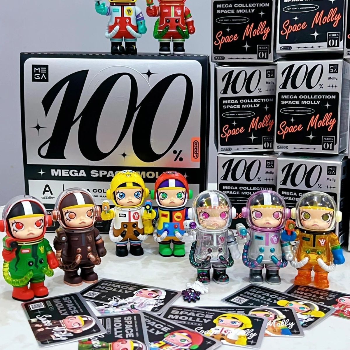 泡泡玛特盲盒popmartmega珍藏系列100 space molly周年茉莉隐藏款