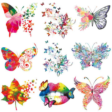 彩色蝴蝶热转印烫画图案 亚马逊衣服印花烫图 胶印logo耐水洗烫印