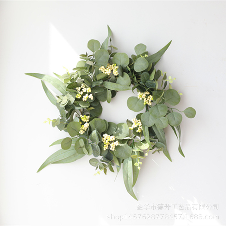 DSEN 2021 Cross-Border E-Commerce Amazon Spring Eucalyptus Leaf Qing Guo Artificial Wreath Decoration Factory Wholesale