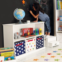儿童书柜书架欧式多功能置物柜玩具收纳柜客厅高级格子柜书架木柜