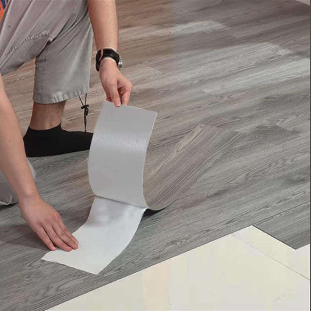 Cross-Border Hot Household Wear-Resistant Self-Adhesive Waterproof Floor Stickers Removable Non-Residual Floor Stickers with Adhesive Floor