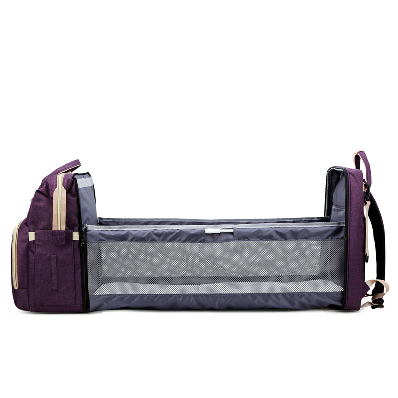 Mummy Bag Wholesale Large Capacity Multi-Functional Shoulder Crib Baby Diaper Bag Bed in Bed Sunshade USB Charging Waterproof