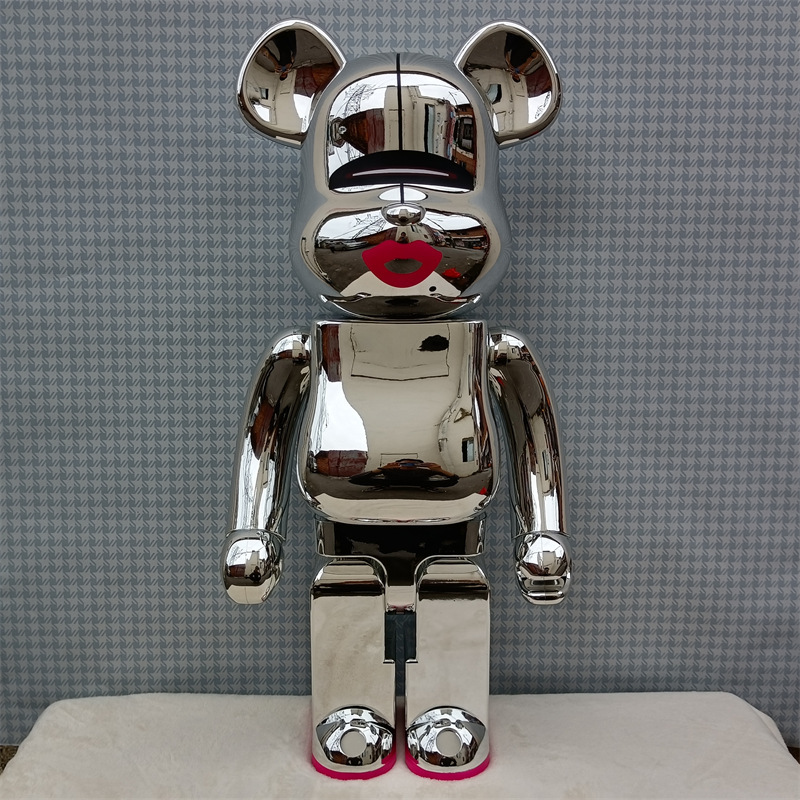 bearbrick1000% 暴力熊 空山基2g 红唇电镀银 积木熊手办模型摆件