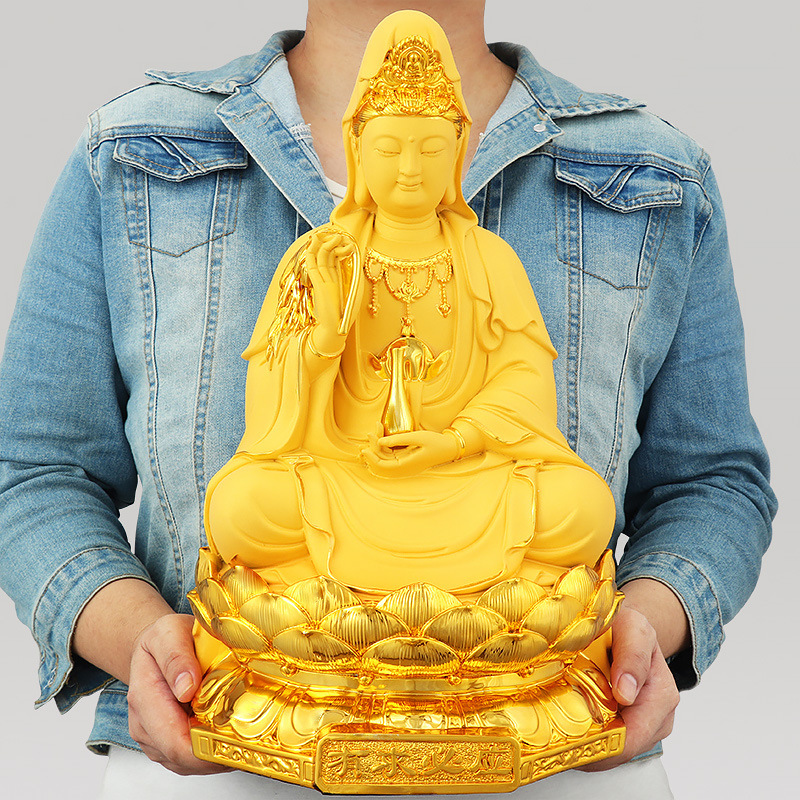 观音佛像供奉家用南海立莲坐莲自在观世音菩萨神像摆件家居装饰品