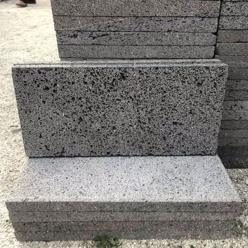 天然火山岩火山石板材青石板石材文化石庭院子防滑地砖蜂窝黑洞石