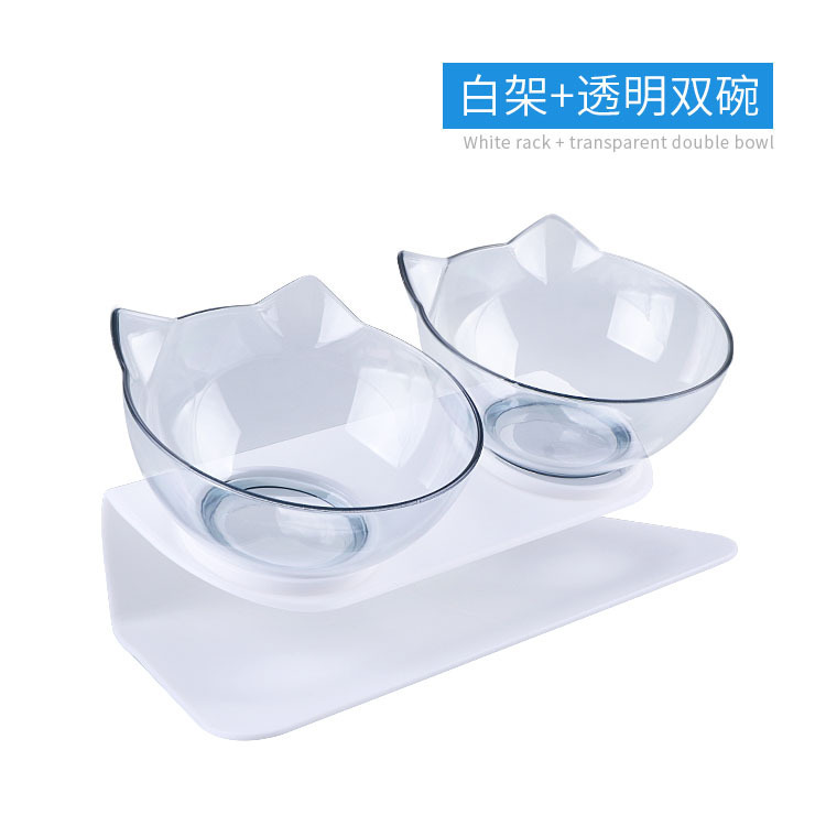 Cross-Border Hot 15 Degree Inclined Elevated Cat Bowl Dog Bowl Pet Double Bowl Protection Cervical Vertebra Cat Tableware