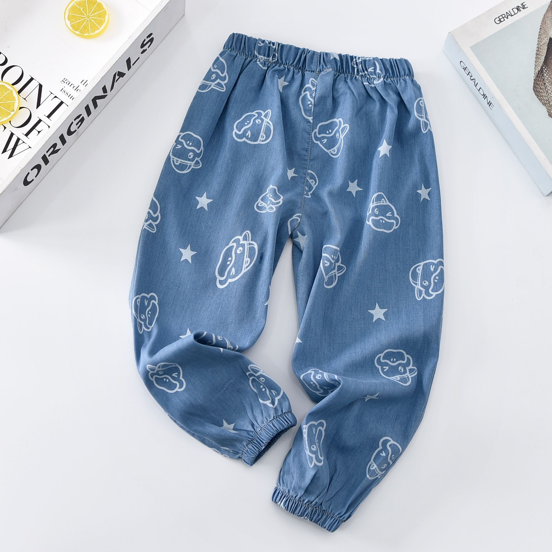 一件代发 儿童防蚊裤男女童天丝棉薄款软牛仔九分长裤春夏宽松