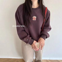 2025春季新款休闲卫衣女士长袖印花卡通图案圆领宽松套头休闲百搭