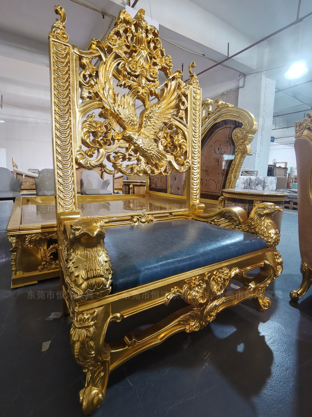 欧式实木国王椅 雕花婚礼椅 鹰头扶手装饰椅酒店大堂高背椅子