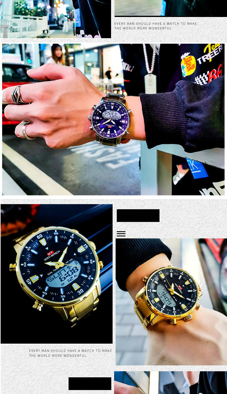 运动电子手表男学生韩版防水夜光智能黑科技多功能大表盘男士手表