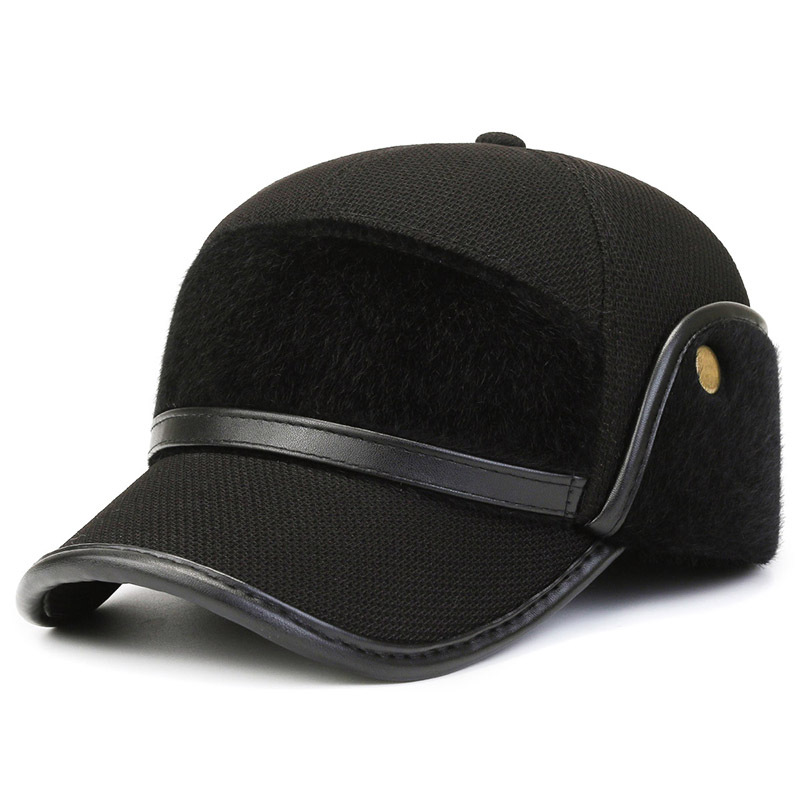 Winter Earflaps Hat Men's Middle-Aged and Elderly Earflaps Warm Baseball Cap Peaked Cap Cotton-Padded Cap Thickened Hat