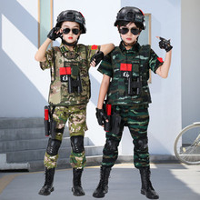 儿童迷彩服套装男童军训服短袖小学生特种兵夏令营虎斑cp演出服装