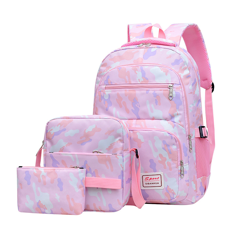 新款彩虹套装包印花青少年学生女生书包午餐袋三件套双肩背包套装