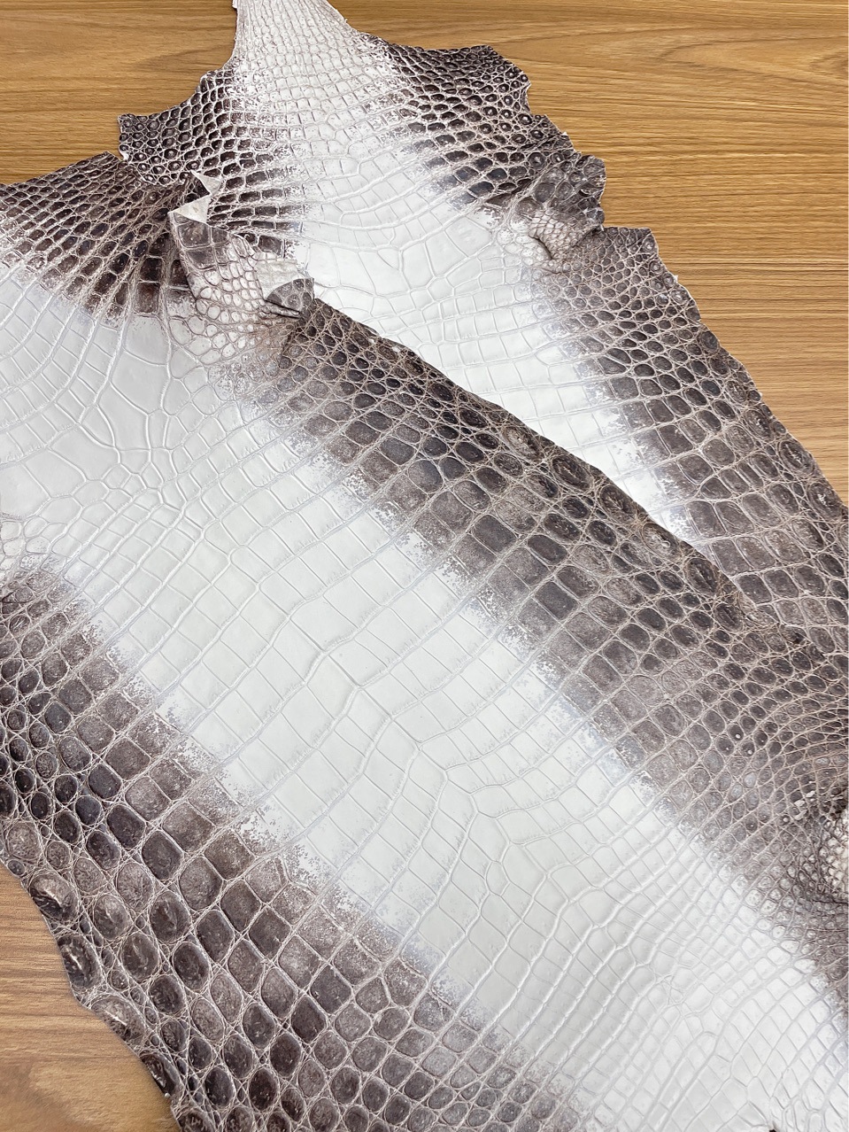 喜马拉雅鳄鱼皮真皮进口尼罗鳄非泰国暹罗整张皮料批发供凯丽铂金