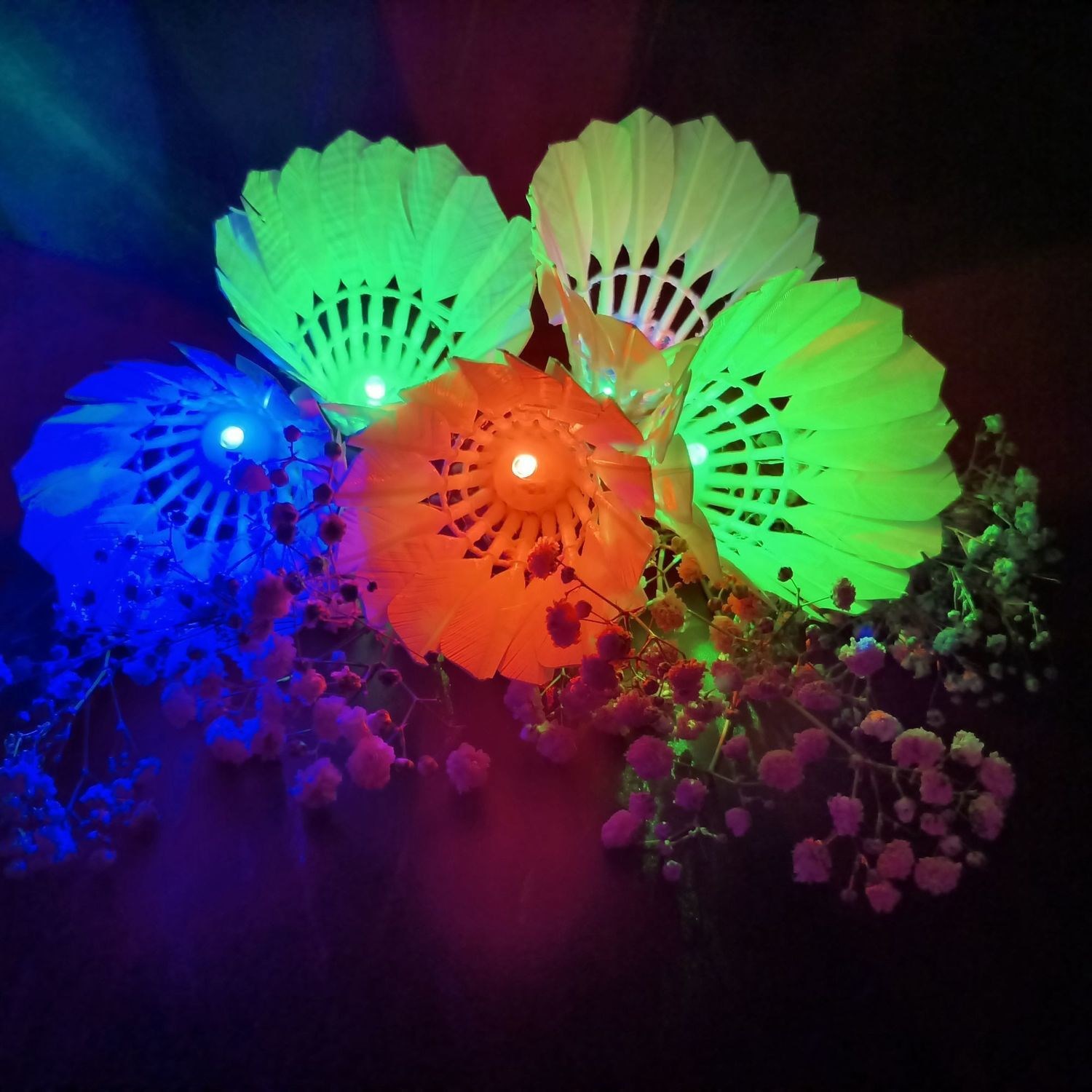 Wholesale Luminous Badminton Goose Feather Durable Training Nylon Ball Plastic Led Night Luminous Luminous Ball with Light