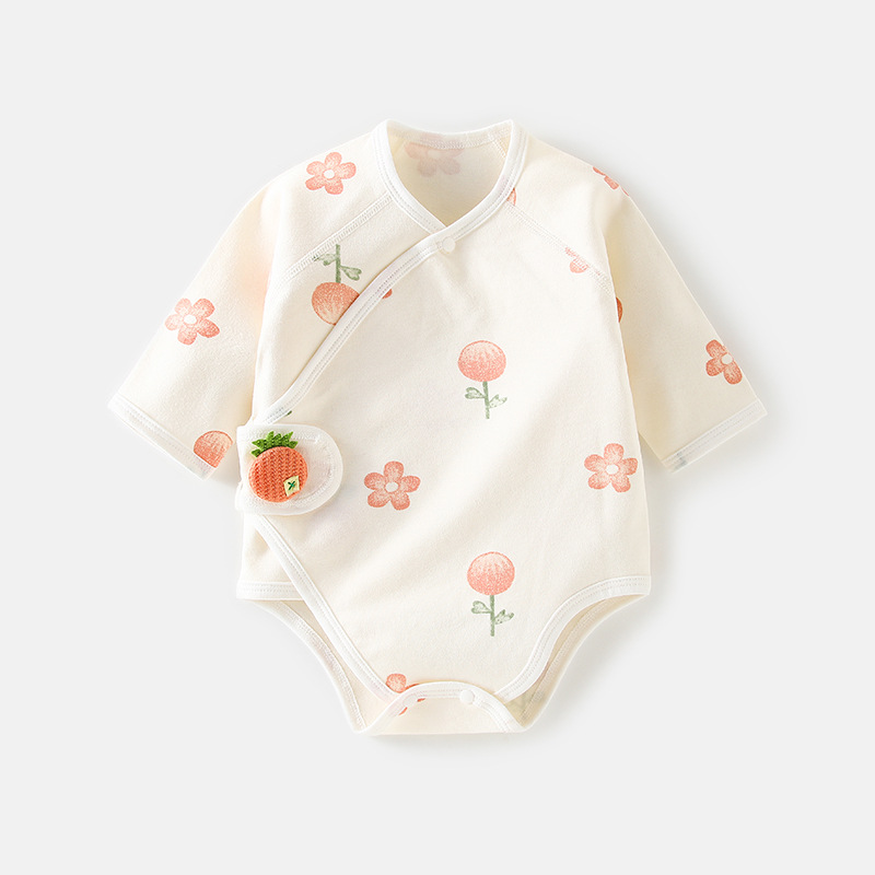 Baby Sheath Clothes Spring and Autumn Baby Triangle Romper Cotton Newborn Long-Sleeved Printed Jumpsuit Boneless Romper Baby Clothes