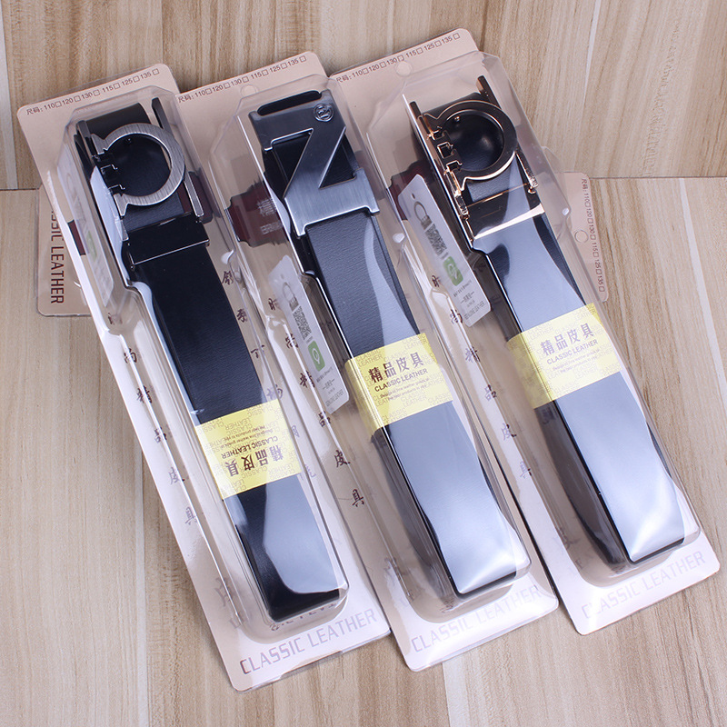 Belt Men's Wholesale Stall Belt Men's Belt Men's High-End Leather Gift Box Packaging Casual Belt