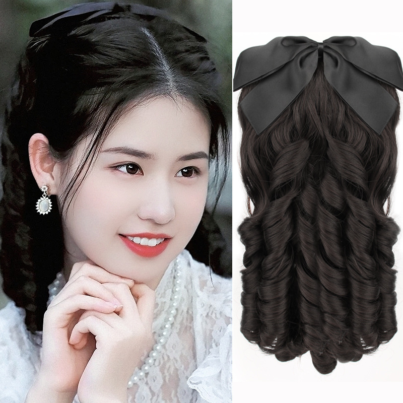 复古假发 民国罗马卷旗袍假马尾卷发插梳宫廷古装影楼假发女 马尾