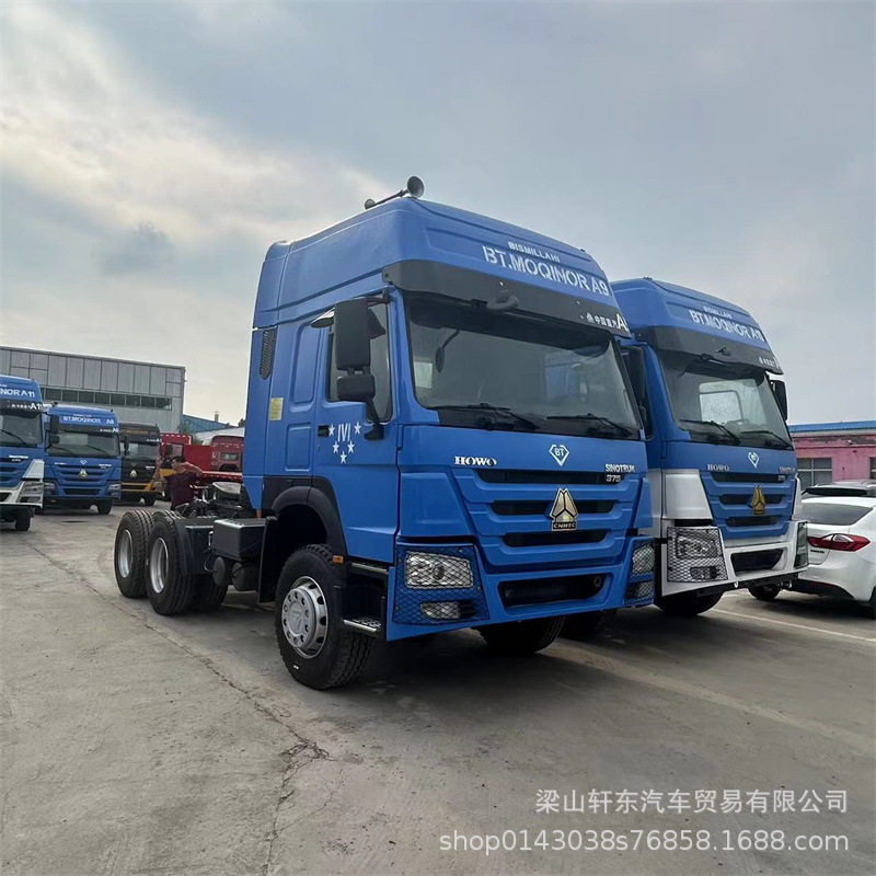 出口非洲车型高顶豪沃牵引车头二手豪沃拖头howo翻斗车375马力