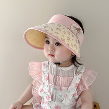 韩版女儿童帽子夏季薄款防晒遮阳帽女宝宝大帽檐防紫外线空顶帽潮