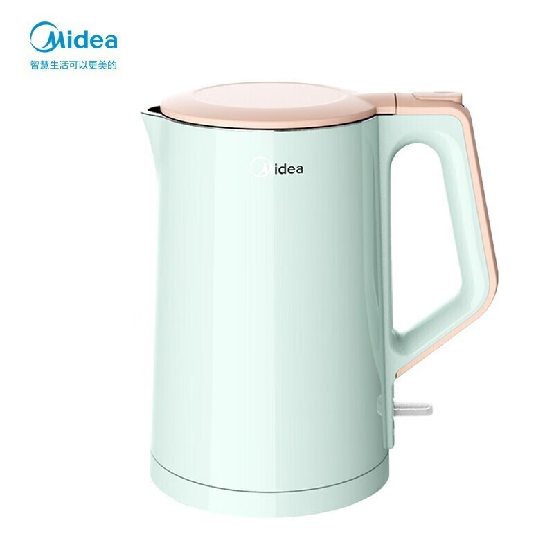 美的电水壶sh15c166电热烧水壶304钢无缝内胆水开自动断电1500瓦