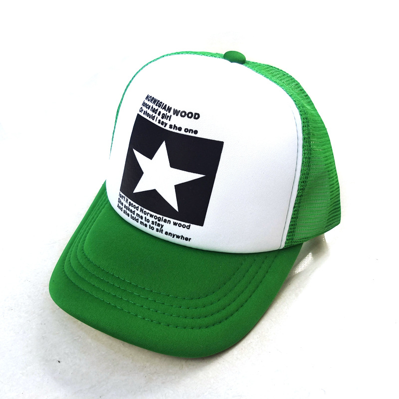 New Summer Five-Pointed Star Printing Mesh Cap Men's European Hip Hop Trucker Hat Women's Sunshade Net-Eye Peaked Cap Baseball Cap