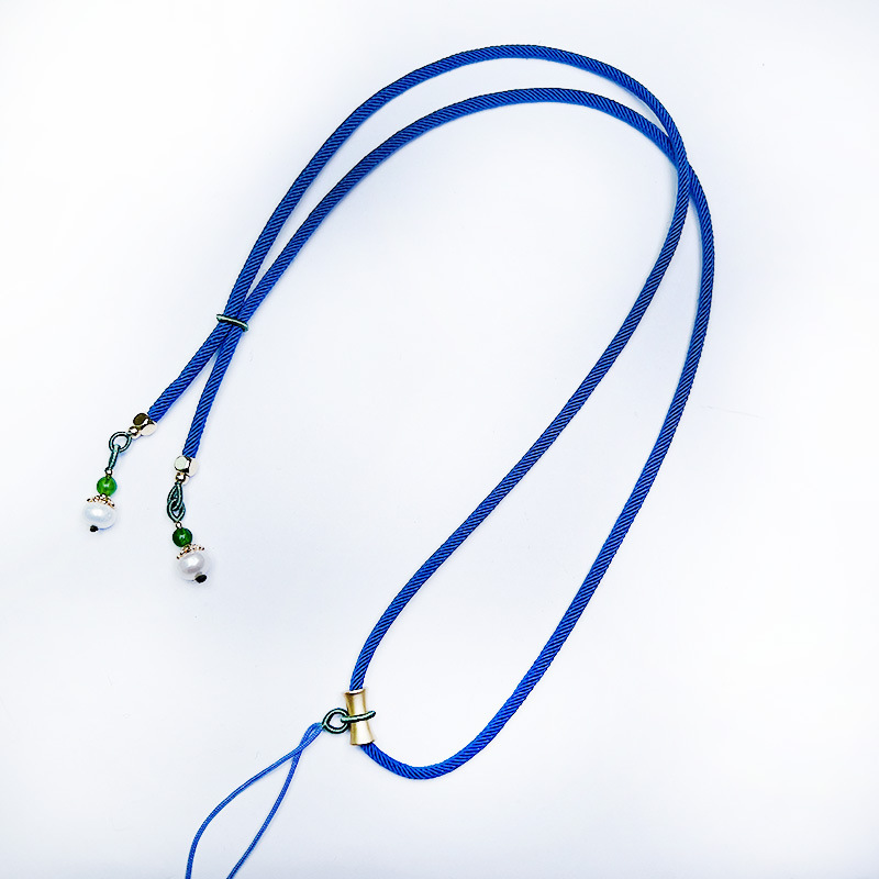 新款手工24k包金碧玉珍珠饰品绳活口情侣款个性佩挂脖毛衣链批发