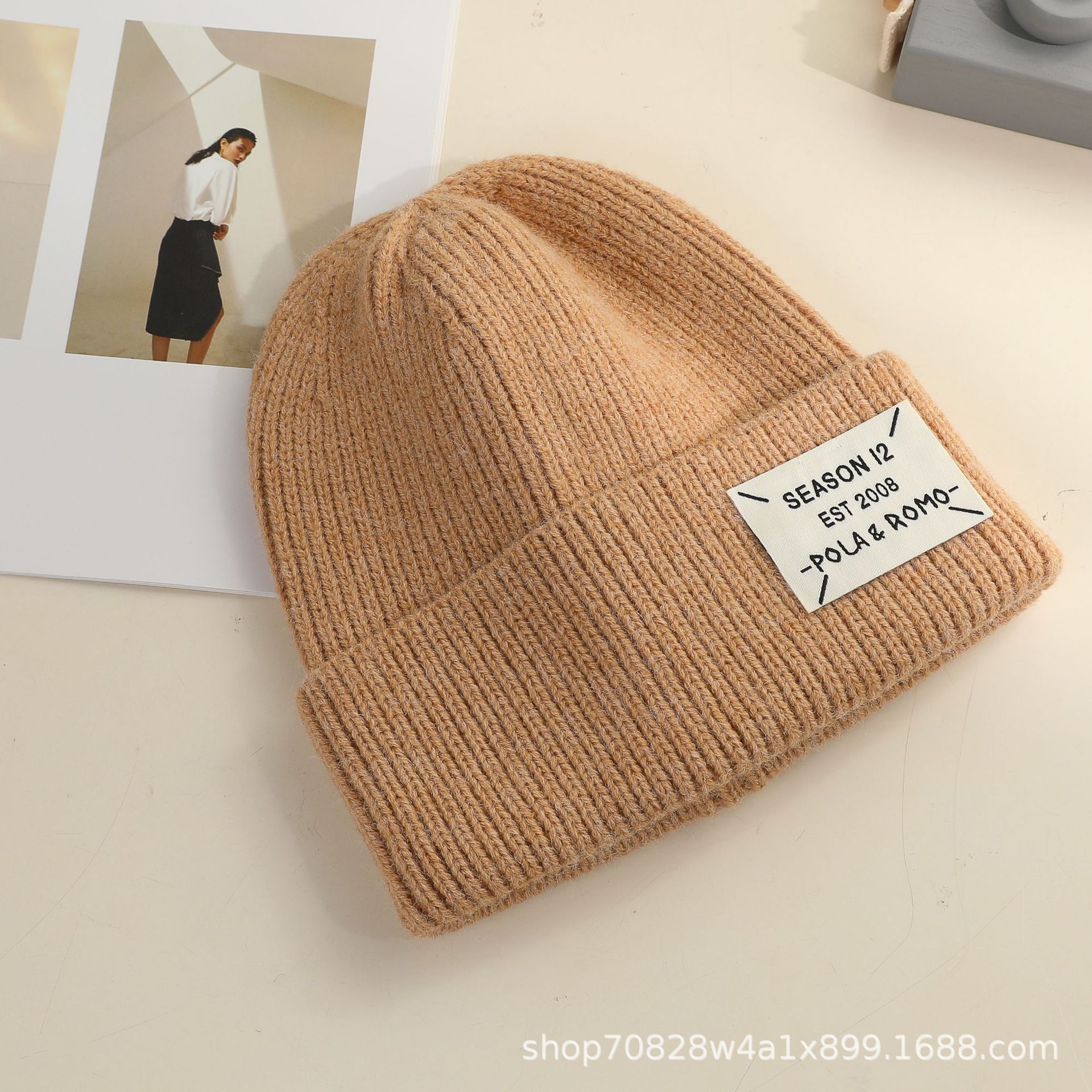 Autumn and Winter New Korean Style Ins Trendy Vintage Patch Letters Literary Couple Knitted Hat Face-Looking Small Warm Hat