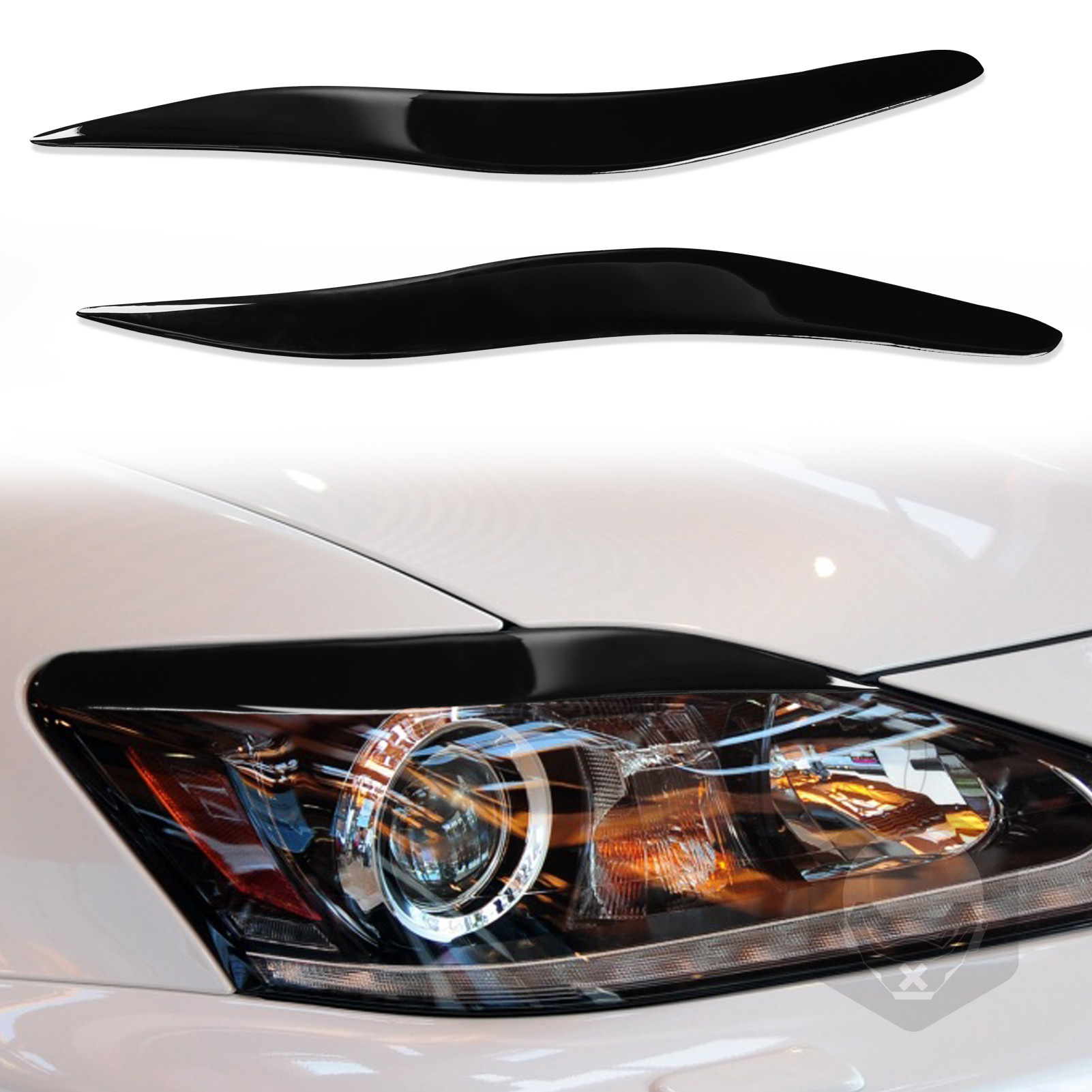 适用于06-12雷克萨斯is250 300大灯灯眉钢琴黑汽车改