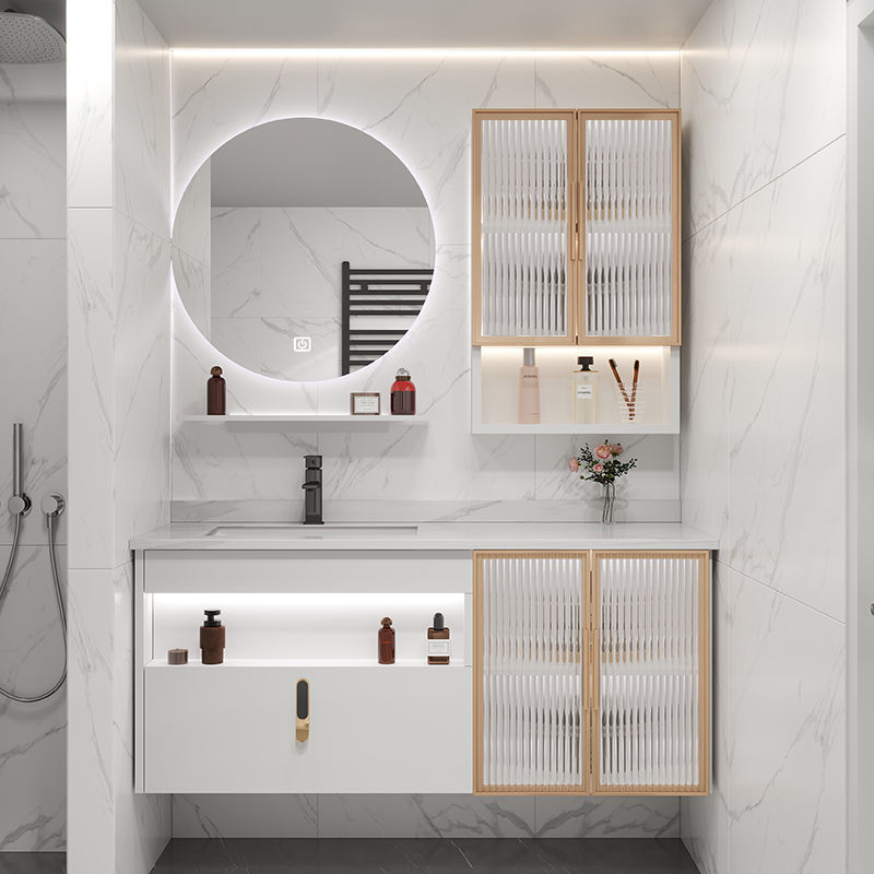Modern Simple Stone Plate Integrated Bathroom Cabinet Combination Light Luxury Wash Wash Wash Toilet Wash Inter-Platform Basin Set