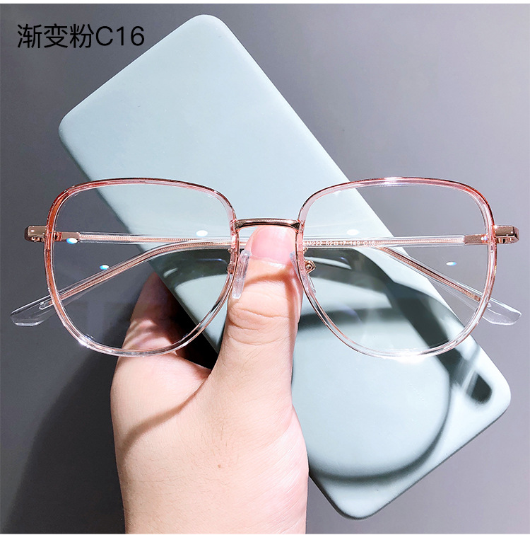 2021渐变色多边形可配高度数近视眼镜框男素颜小脸tr90平光镜批发