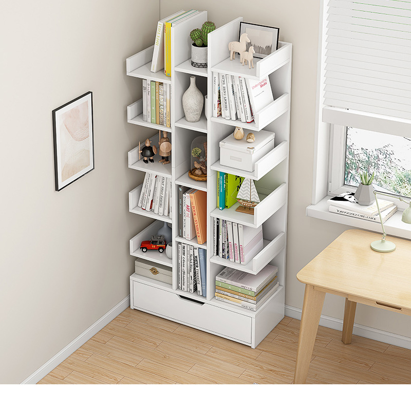 简易书架落地置物架多层创意树形收纳绘本架简约家用客厅小书柜子
