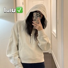 lulu家瑜伽服scuba短款半拉链连帽卫衣秋冬款休闲运动宽松外套女