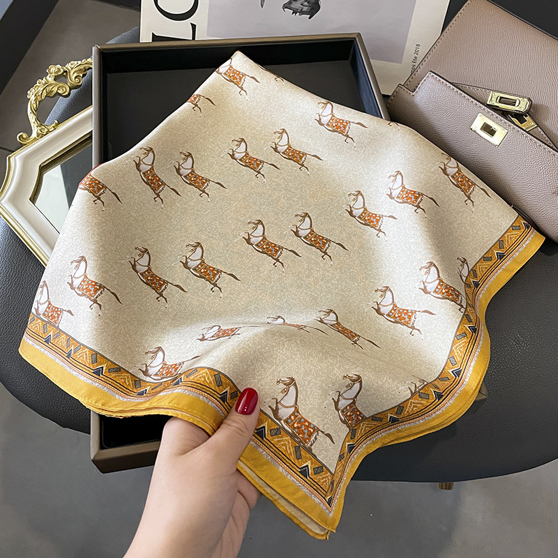 Fashion Classic Style Fashionable Mulberry Silk 70 Square Scarf Women's Dual-Use Fashion Silk Decorative Scarf 2023 New Korean Style