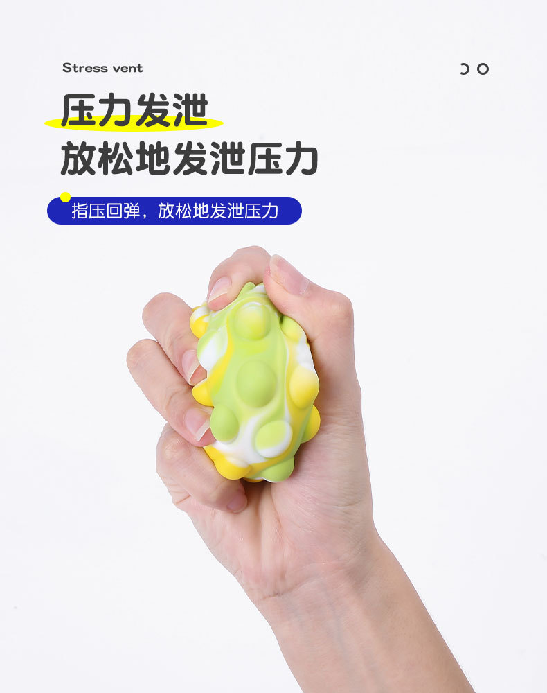 硅胶3d解压球亚马逊热卖发泄泡泡球减压按压灭鼠先锋球pop ball