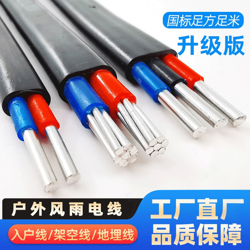 国标户外2芯电线3芯6平方铝线10平电缆线16平方铝线护套家用风雨