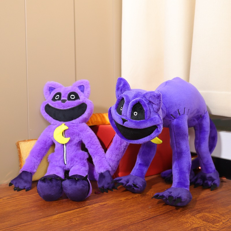 cross-border hot selling smiling critters horror purple cat doll smiling animal monster purple cat‘s plush toy