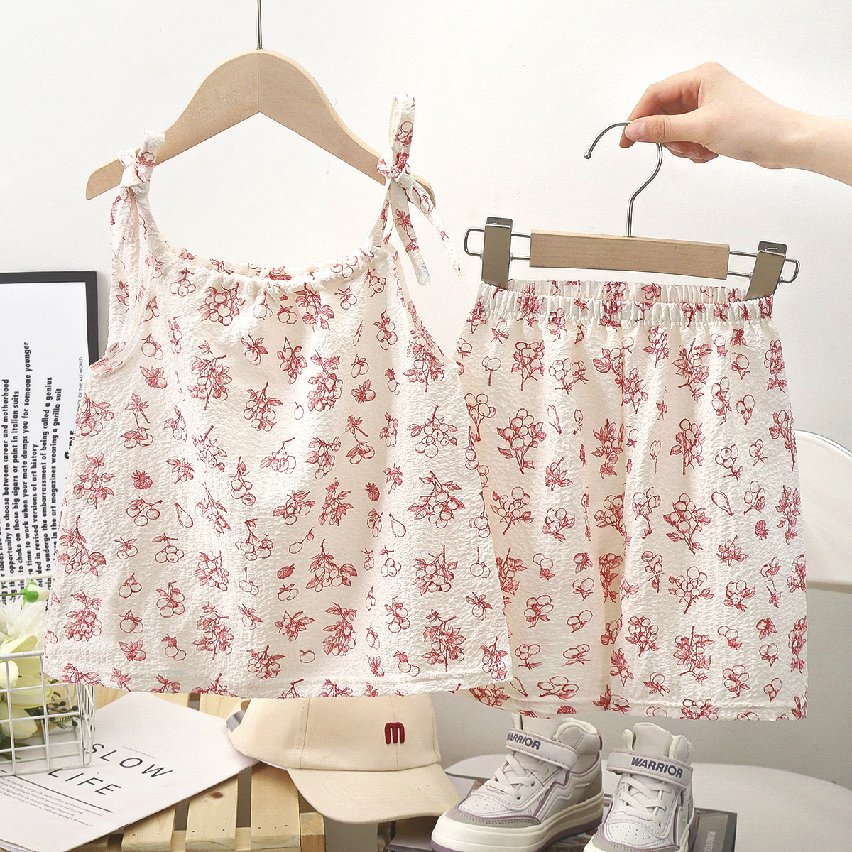 Girls' Children Shirt Suit New Girls' Summer Sling Baby Vest Skirt Korean Style Skirt Floral Children's Clothing Children's Clothing