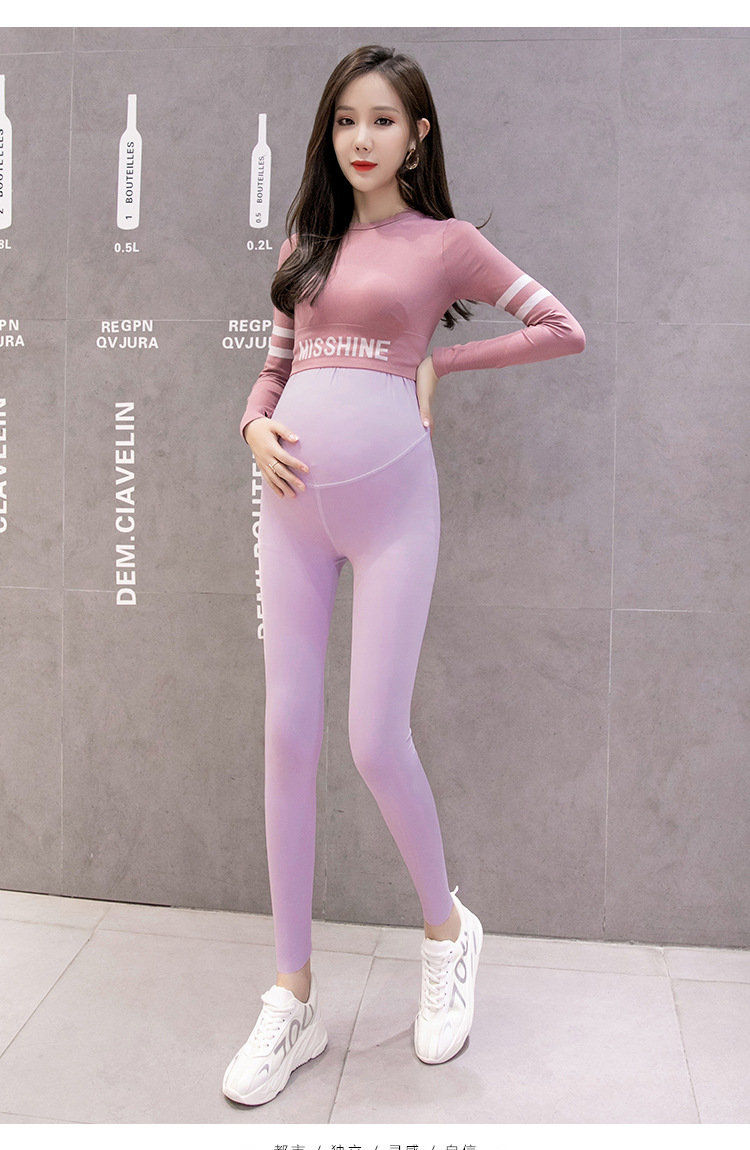 2021孕妇打底裤春秋款薄款冰丝裤子春秋季外穿潮妈长裤液体裤瑜伽