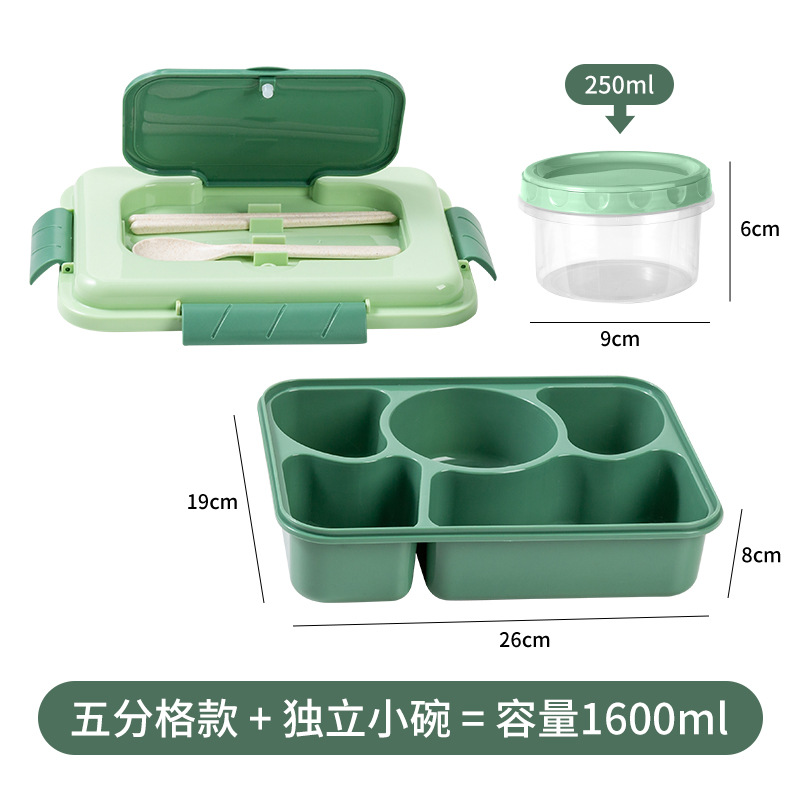 Modern Simple Plastic Lunch Box Student Divided Lunch Box Large Capacity Leak-Proof Sealed Heating Office Worker Lunch Box with Bowl