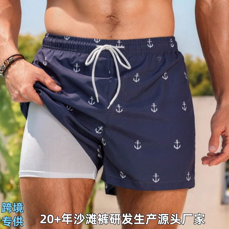厂家夏季休闲短裤男士沙滩裤外穿户外海边度假速干五分沙滩裤定制