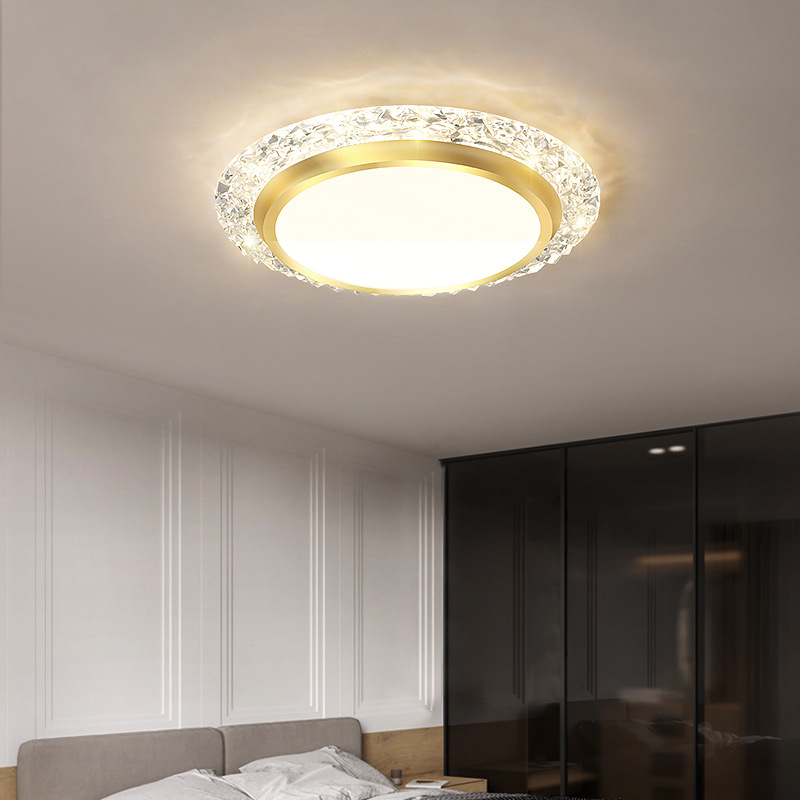 Bedroom Light New Light Luxury Modern Crystal round Household LED Ceiling Light Creative Study Lamp Master Bedroom Master Room