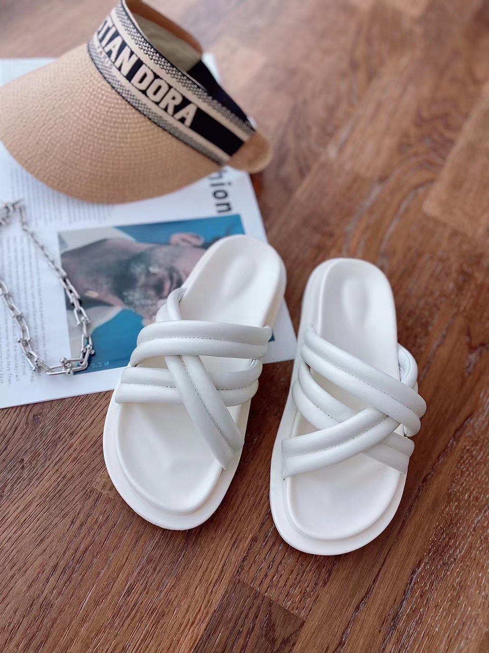 2021欧货新款混合羊皮超舒适拖鞋女鞋