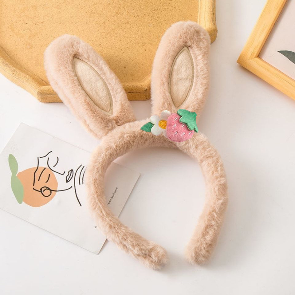 Children's Plush Loving Heart Rabbit Ears Hair Hoop Face Wash Hair Band Adult Headdress Cartoon Bunny Hairpin Hair Ornaments Sweet Beauty