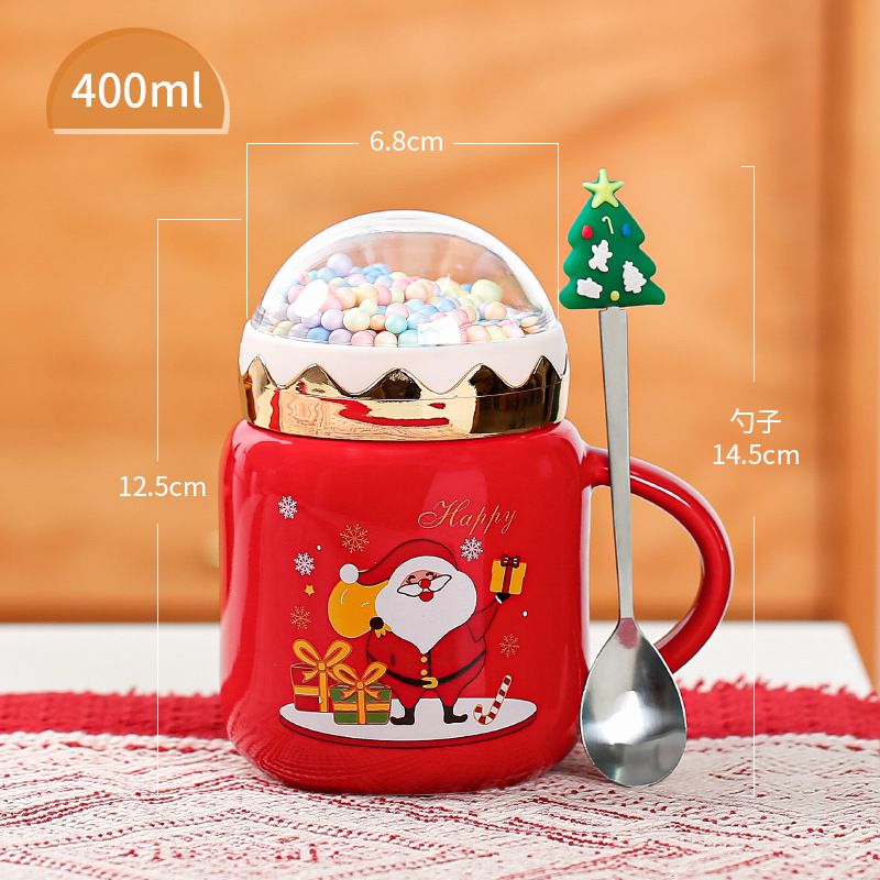 Cross-Border Creative Cartoon Santa Claus Ceramic Mug Christmas with Lid Large Capacity Gift Cup Milk Cup